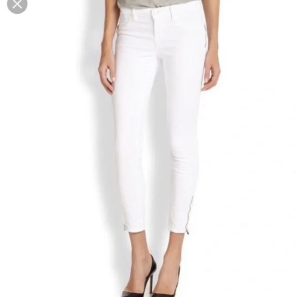 J BRAND Women's Tali Zip Detail Skinny Crop Jeans In White Size 25